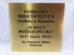 Tablica pamiątkowa Misji Świętych mosiężna grawerowana